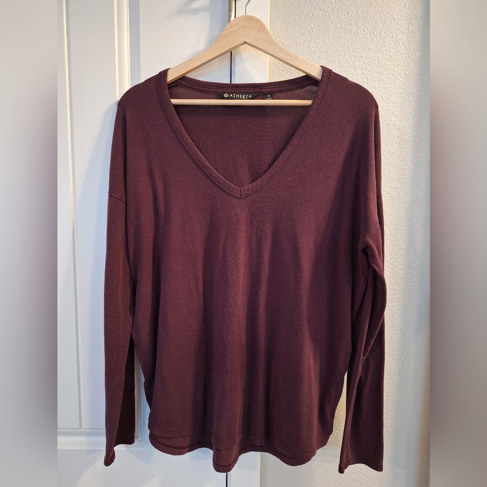 Athleta, Long Sleeve, Medium, Purple, Scoop-neck top